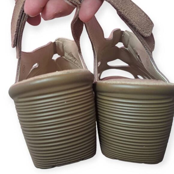 Skechers Women's Suede Peep-Toe Slingback Wedges Parallel Stylin size 6 Tan - Picture 5 of 7